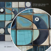 Majestic Blauwe Heron Mozaïek Faux Relief Tegeltje