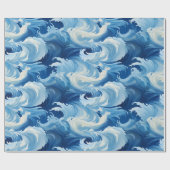 Majestic Blauwe Schommeling: Ocean Waves Verpakken Cadeaupapier (Vlak)