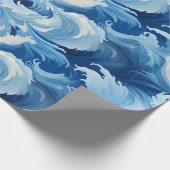 Majestic Blauwe Schommeling: Ocean Waves Verpakken Cadeaupapier (Hoek)