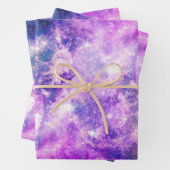 Majestic Blauwgroen Paarse Starry Space Nebula Inpakpapier Vel (In situ)