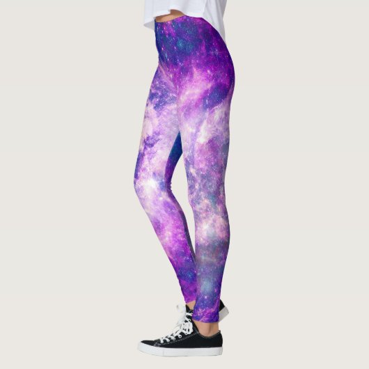 Majestic Blauwgroen Paarse Starry Space Nebula Leggings (Links)