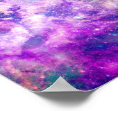 Majestic Blauwgroen Paarse Starry Space Nebula Poster (Hoek)