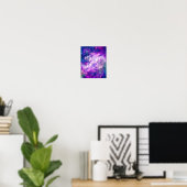 Majestic Blauwgroen Paarse Starry Space Nebula Poster (Thuiskantoor)
