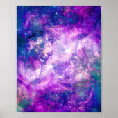 Majestic Blauwgroen Paarse Starry Space Nebula Poster (Voorkant)