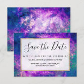 Majestic Blauwgroen Paarse Starry Space Nebula Save The Date (Voorkant / Achterkant)