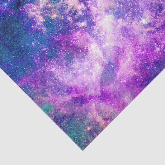Majestic Blauwgroen Paarse Starry Space Nebula Tissuepapier (Detail)