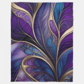 Majestic Bloom - Diep Paarse en Blauw Abstract Fleece Deken (Voorkant)