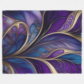 Majestic Bloom - Diep Paarse en Blauw Abstract Fleece Deken (Voorkant (Horizontaal))