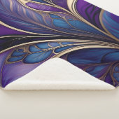 Majestic Bloom - Diep Paarse en Blauw Abstract Sherpa Deken (3/4)