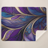 Majestic Bloom - Diep Paarse en Blauw Abstract Sherpa Deken (Voorkant (horizontaal))