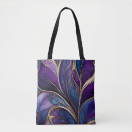 Majestic Bloom - Diep Paarse en Blauw Abstract Tote Bag