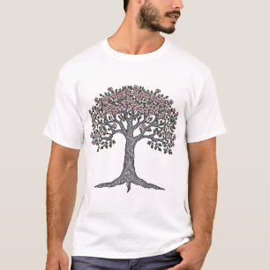 Majestic Blooming Tree Outline T-shirt