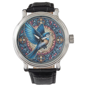 Majestic Blue Bird stijgt tijdens de vlucht Horloge