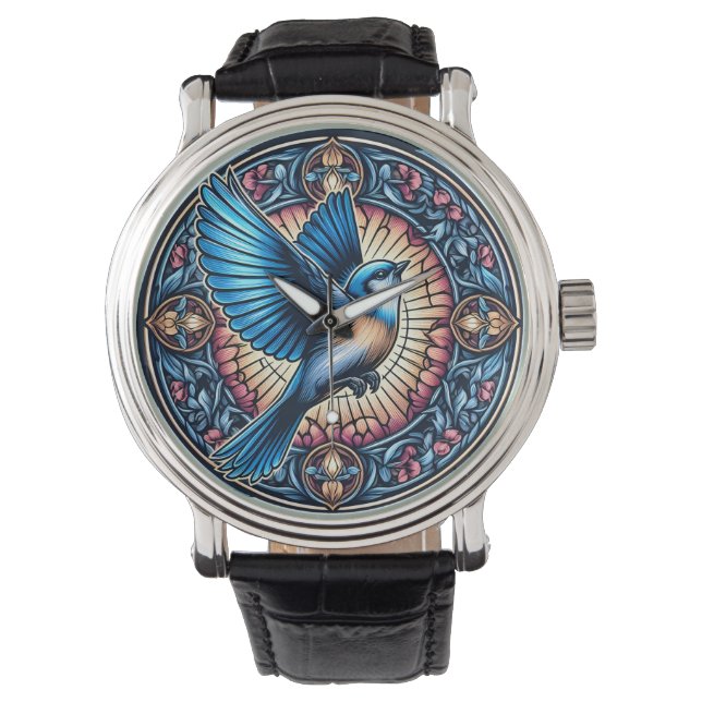 Majestic Blue Bird stijgt tijdens de vlucht Horloge (Voorkant)