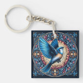 Majestic Blue Bird stijgt tijdens de vlucht Sleutelhanger (Voorkant)
