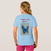 Majestic Blue Butterfly Pencil Sketch T-shirt (Achterkant volledig)