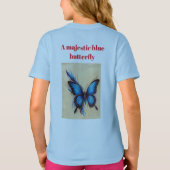 Majestic Blue Butterfly Pencil Sketch T-shirt (Achterkant)
