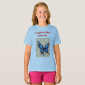 Majestic Blue Butterfly Pencil Sketch T-shirt (Voorkant volledig)