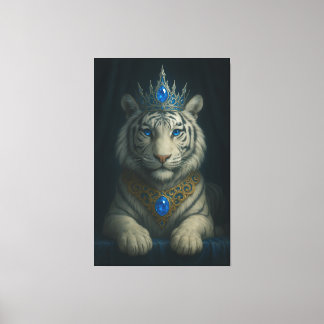 Majestic Blue Crown Royal Tiger – Luxury Fine Art  Canvas Afdruk
