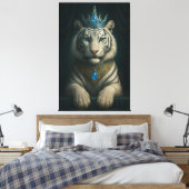 Majestic Blue Crown Royal Tiger – Luxury Fine Art  Canvas Afdruk (Insitu (Slaapkamer))