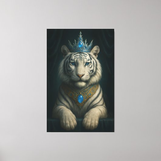 Majestic Blue Crown Royal Tiger – Luxury Fine Art  Canvas Afdruk (Voorkant)