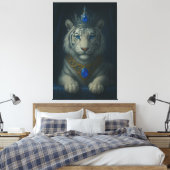 Majestic Blue Crown Royal Tiger – Luxury Fine Art  Canvas Afdruk (Insitu (Slaapkamer))