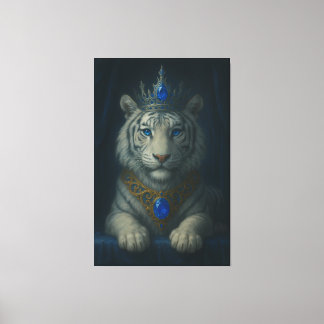 Majestic Blue Crown Royal Tiger – Luxury Fine Art  Canvas Afdruk