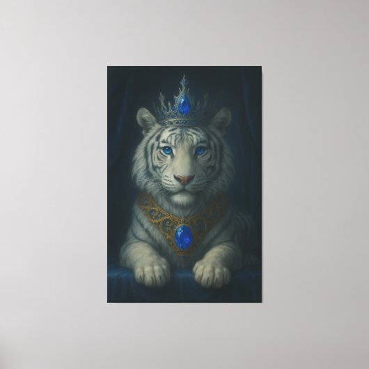 Majestic Blue Crown Royal Tiger – Luxury Fine Art  Canvas Afdruk (Voorkant)