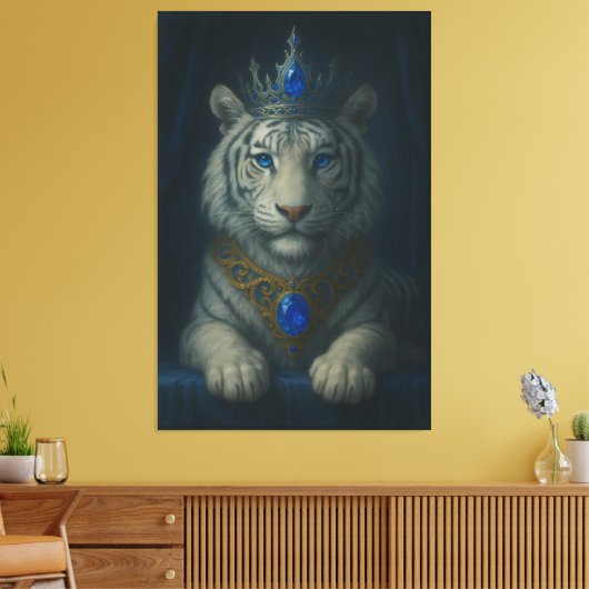 Majestic Blue Crown Royal Tiger – Luxury Fine Art  Canvas Afdruk (Insitu (Woonkamer))