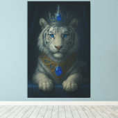 Majestic Blue Crown Royal Tiger – Luxury Fine Art  Canvas Afdruk (Insitu (Houten vloer))