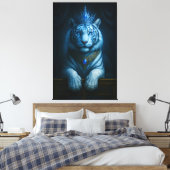 Majestic Blue Crown Royal Tiger – Luxury Fine Art  Canvas Afdruk (Insitu (Slaapkamer))