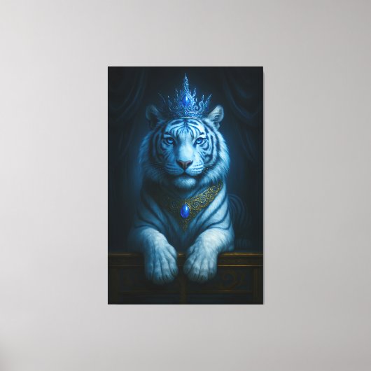 Majestic Blue Crown Royal Tiger – Luxury Fine Art  Canvas Afdruk (Voorkant)