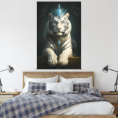 Majestic Blue Crown White Tiger · Fine Art Canvas  (Insitu (Slaapkamer))