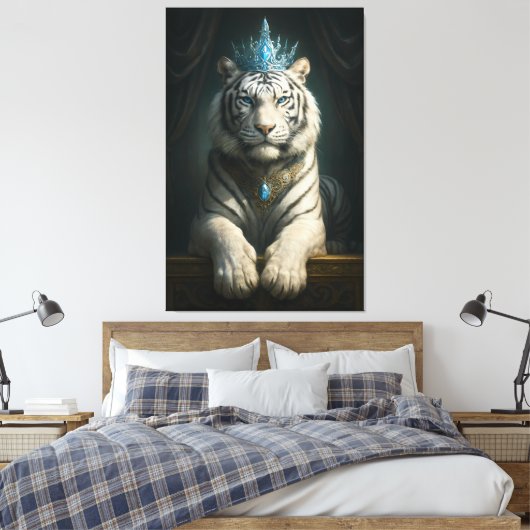 Majestic Blue Crown White Tiger · Fine Art Canvas  (Insitu (Slaapkamer))