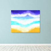 Majestic Blue en Blauwgroen golven op Sandy Shore Canvas Afdruk (Insitu (Houten vloer))