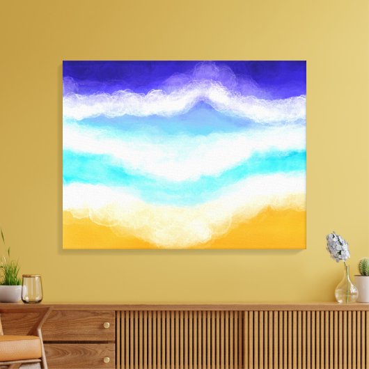 Majestic Blue en Blauwgroen golven op Sandy Shore Canvas Afdruk (Insitu (Woonkamer))