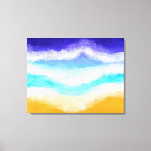 Majestic Blue en Blauwgroen golven op Sandy Shore Canvas Afdruk (Voorkant)