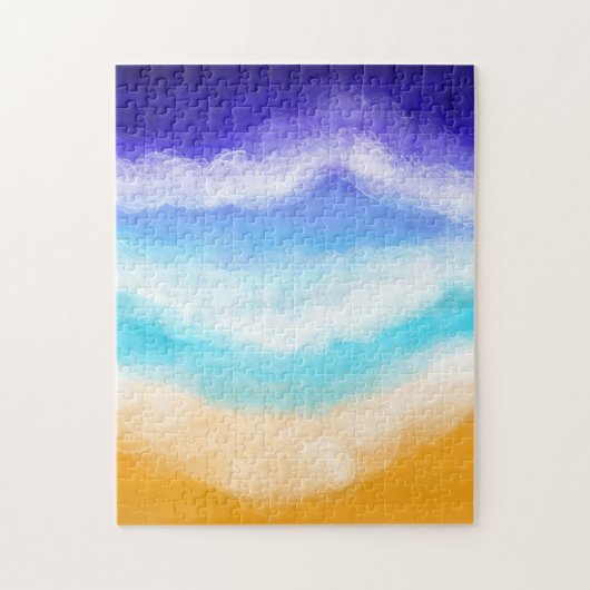 Majestic Blue en Blauwgroen golven op Sandy Shore Legpuzzel (Verticaal)