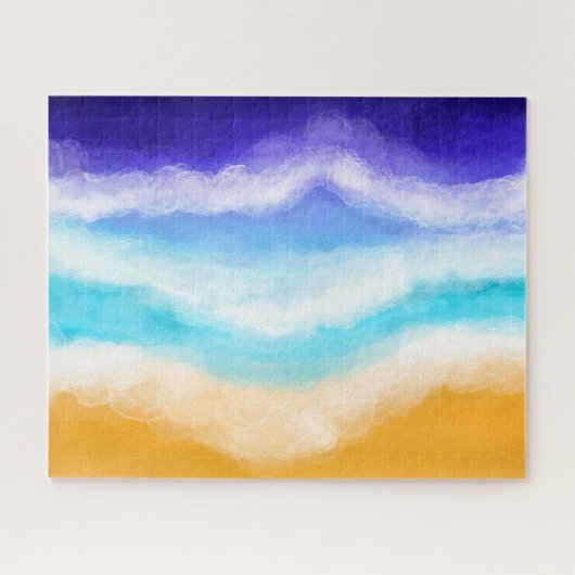 Majestic Blue en Blauwgroen golven op Sandy Shore  Legpuzzel (Horizontaal)