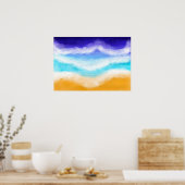 Majestic Blue en Blauwgroen golven op Sandy Shore Poster (Keuken)