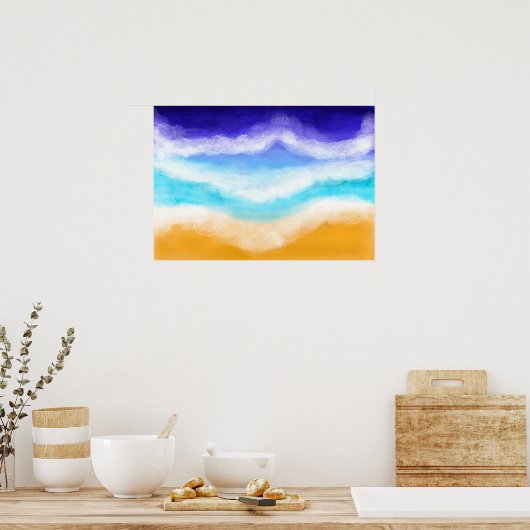 Majestic Blue en Blauwgroen golven op Sandy Shore Poster (Keuken)