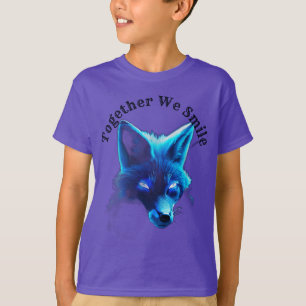 Majestic Blue Fox Cyberpunk Logo T-shirt