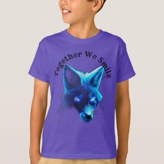 Majestic Blue Fox Cyberpunk Logo T-shirt