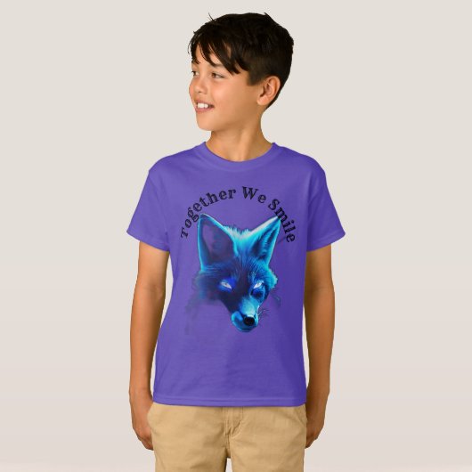 Majestic Blue Fox Cyberpunk Logo T-shirt (Voorkant volledig)
