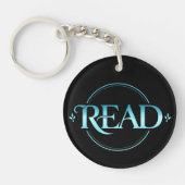 Majestic Blue Glass Typography "READ" Art Sleutelhanger (Voorkant)
