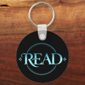 Majestic Blue Glass Typography "READ" Art Sleutelhanger (Achterkant)