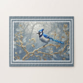 Majestic Blue Jay op vergulde takken Legpuzzel (Horizontaal)