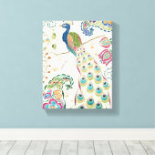 Majestic Blue Peacock Canvas Afdruk (Insitu (Houten vloer))