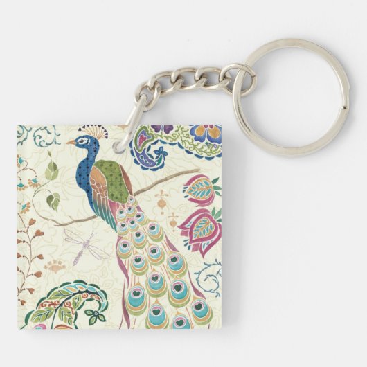 Majestic Blue Peacock Sleutelhanger (Achterkant)