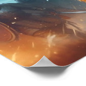 Majestic Blue-Toned maanverlichte Vikingscene Poster (Hoek)